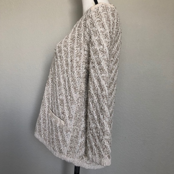 Ann Taylor Sweater Blazer Zipper Front Zip Up Pockets Cream Women's Size L NWT - Picture 3 of 4